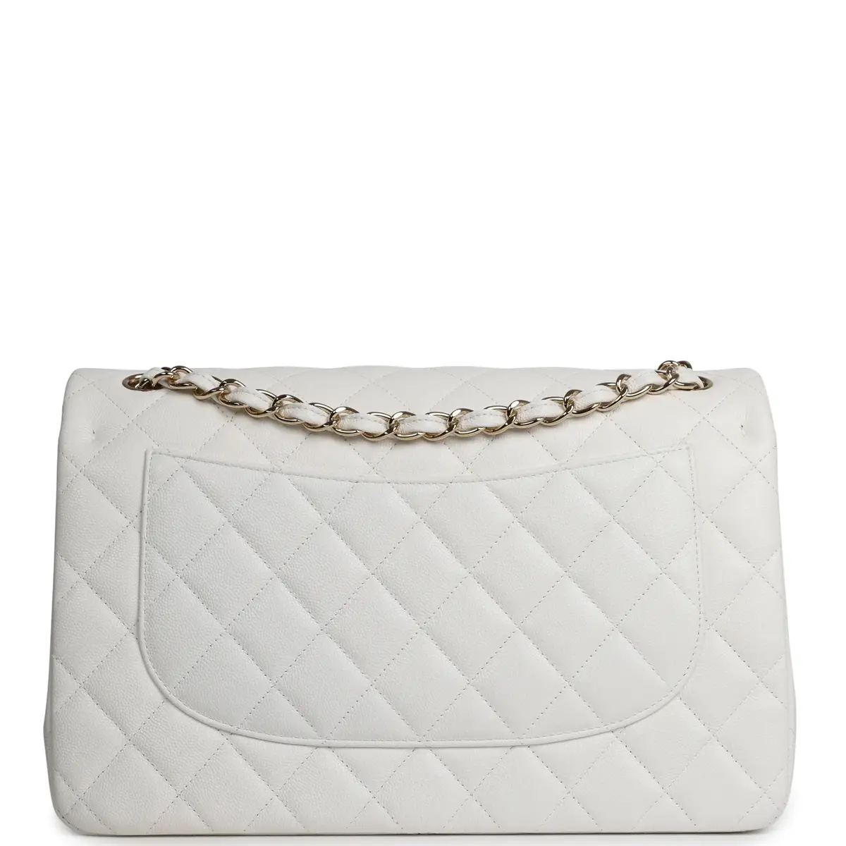 Chanel Chanel Jumbo Classic Double Flap White Caviar Light Gold Hardware | Thumbnail 4
