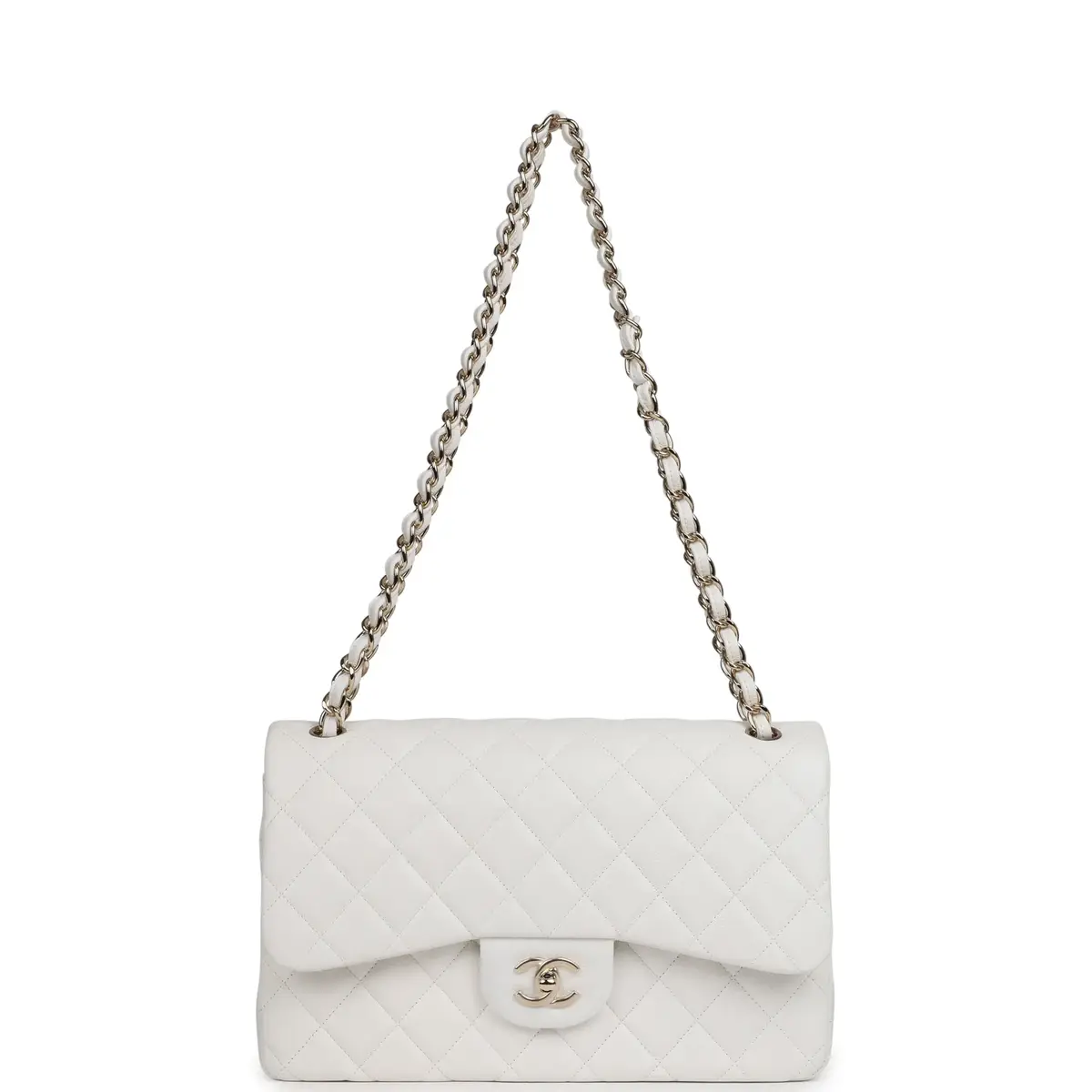 Chanel Chanel Jumbo Classic Double Flap White Caviar Light Gold Hardware | Thumbnail 7