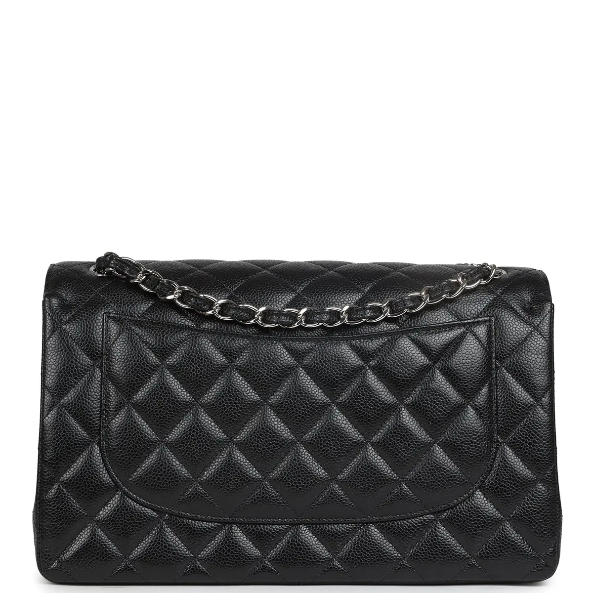 Chanel Chanel Jumbo Classic Single Flap Bag Black Caviar Silver Hardware | Thumbnail 4