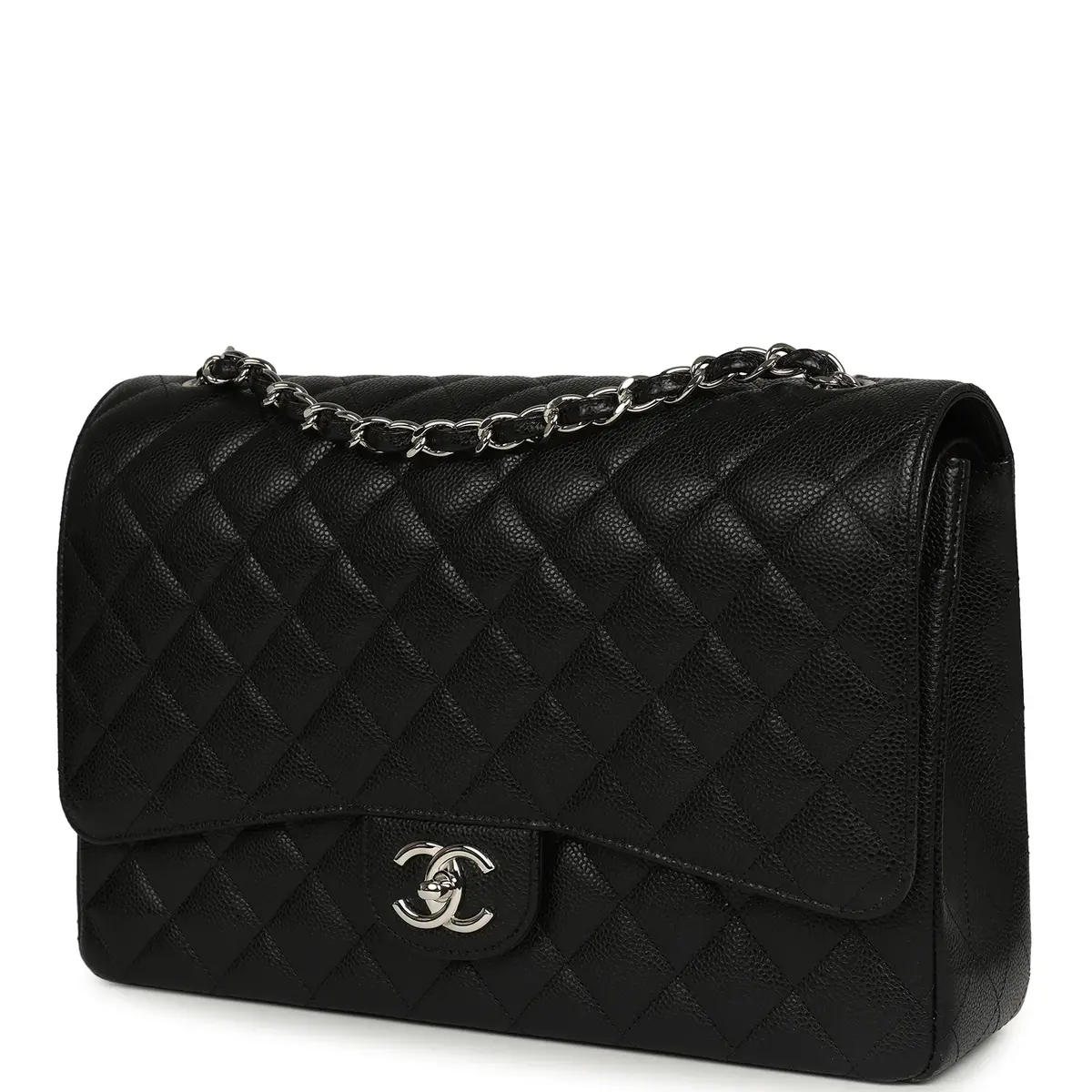 Chanel Chanel Maxi Classic Double Flap Bag Black Caviar Silver Hardware | Thumbnail 5