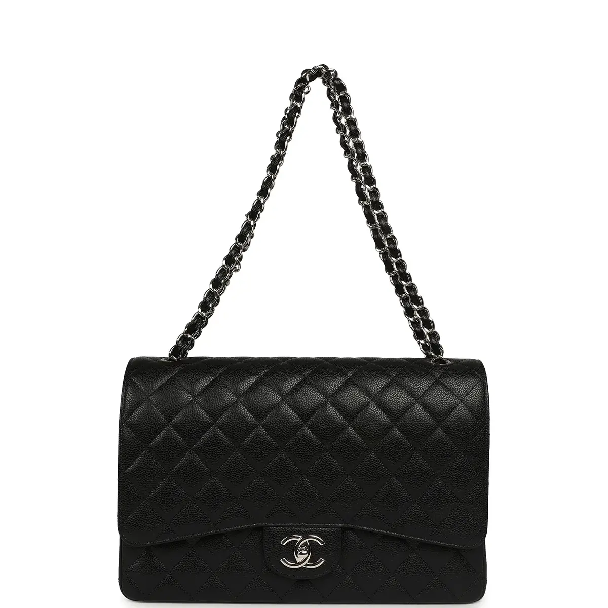 Chanel Chanel Maxi Classic Double Flap Bag Black Caviar Silver Hardware | Thumbnail 7
