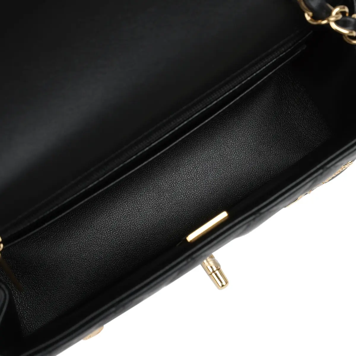Chanel Chanel Mini Classic "Charms" Rectangular Flap Bag Black Lambskin Gold Hardware | Thumbnail 8