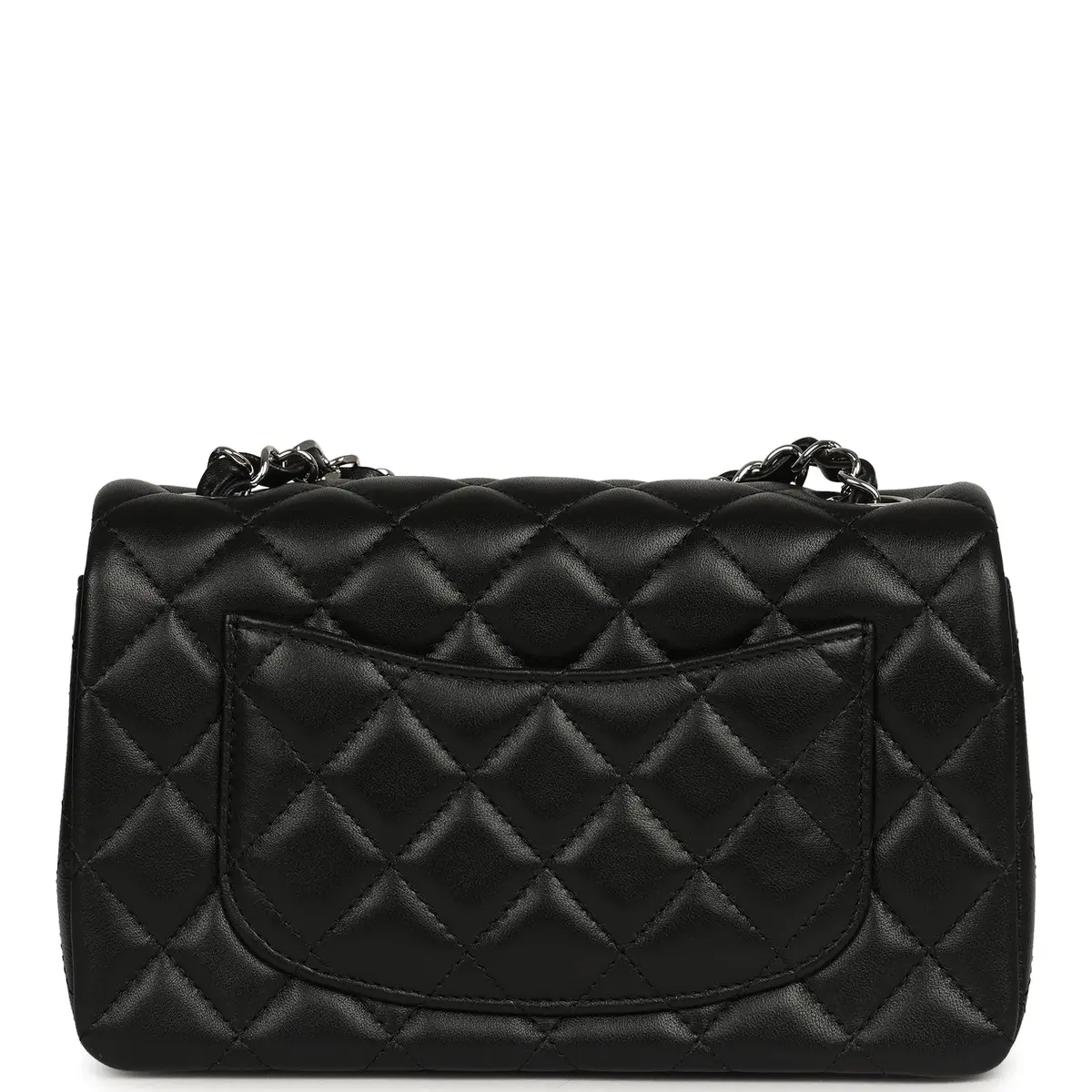 Chanel Chanel Mini Classic Rectangular Flap Bag Black Lambskin Silver Hardware | Thumbnail 4