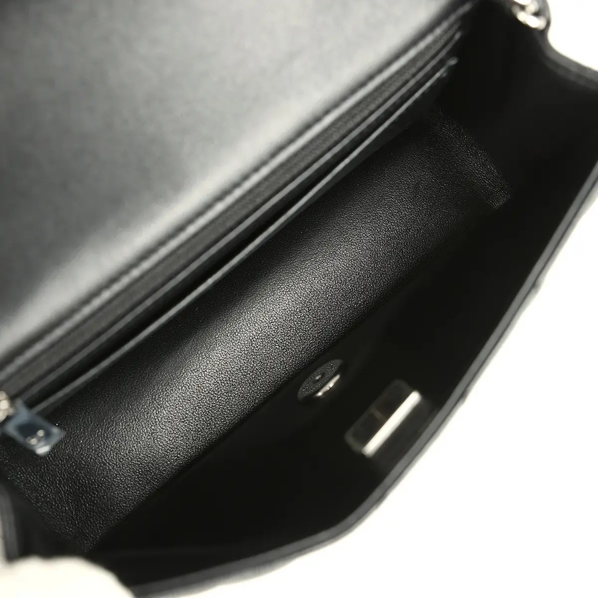 Chanel Chanel Mini Classic Rectangular Flap Bag Black Lambskin Silver Hardware | Thumbnail 8