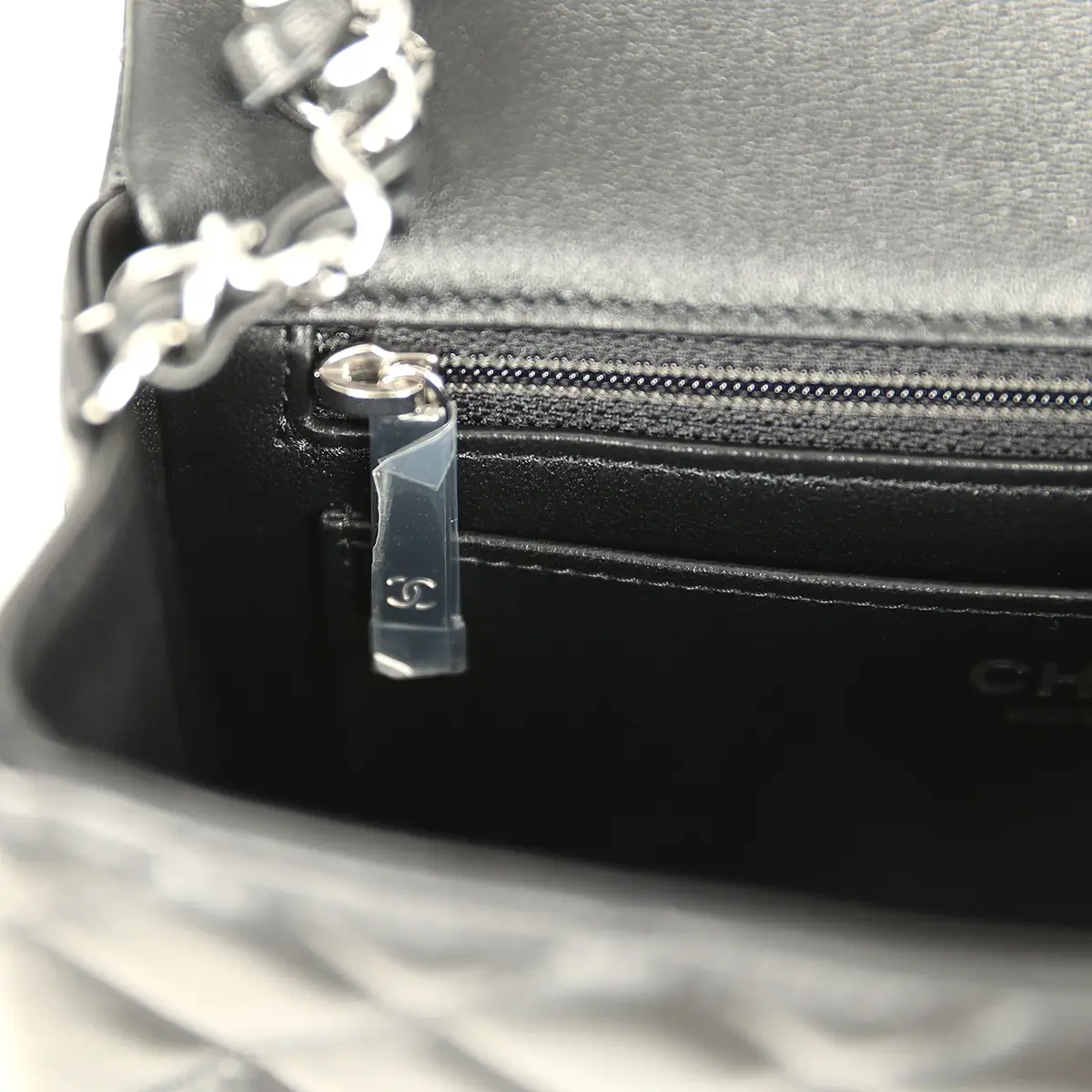 Chanel Chanel Mini Classic Rectangular Flap Bag Black Lambskin Silver Hardware | Thumbnail 10