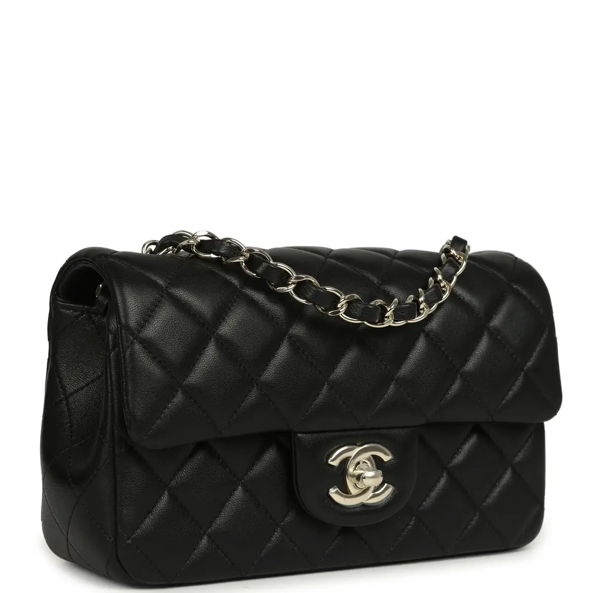 Chanel Chanel Mini Classic Rectangular Flap Bag Black Lambskin Silver Hardware | Thumbnail 2