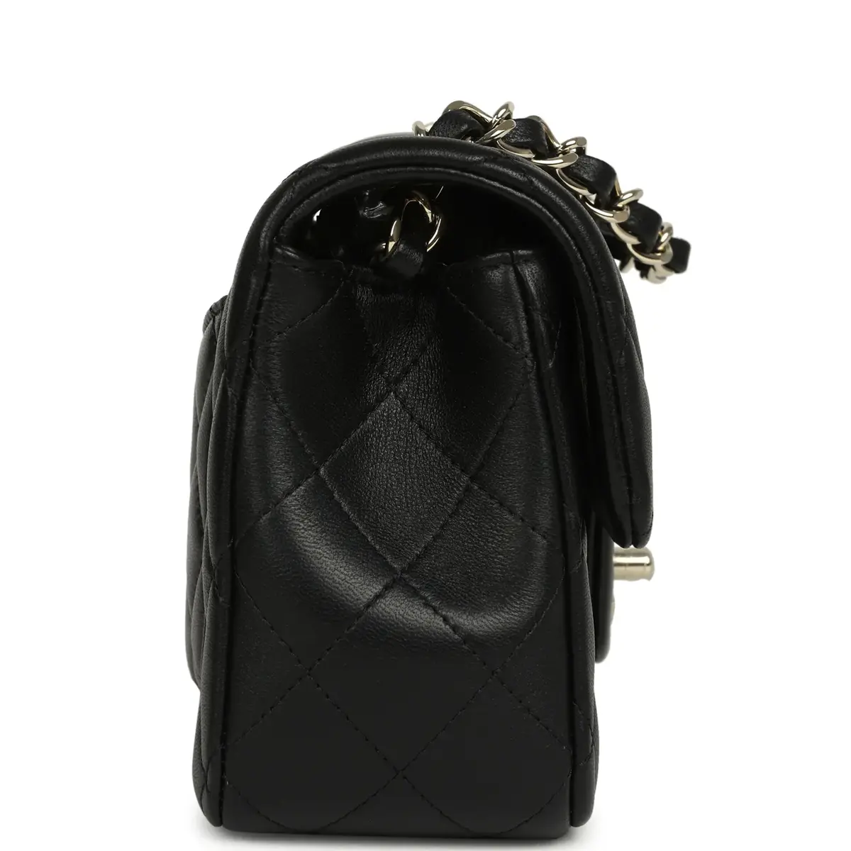 Chanel Chanel Mini Classic Rectangular Flap Bag Black Lambskin Silver Hardware | Thumbnail 3