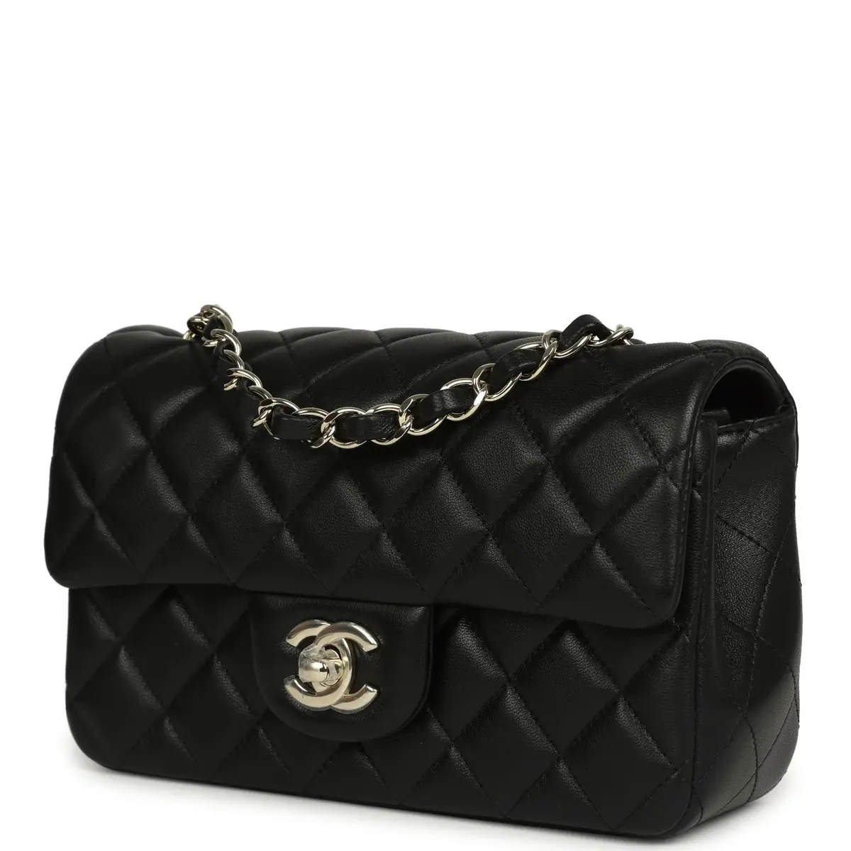 Chanel Chanel Mini Classic Rectangular Flap Bag Black Lambskin Silver Hardware | Thumbnail 5