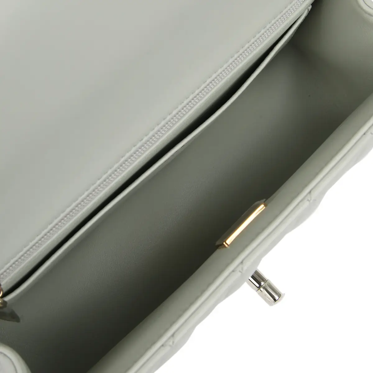 Chanel Chanel Mini Classic Rectangular Top Handle Flap Bag Pale Green Lambskin Silver Hardware | Thumbnail 11