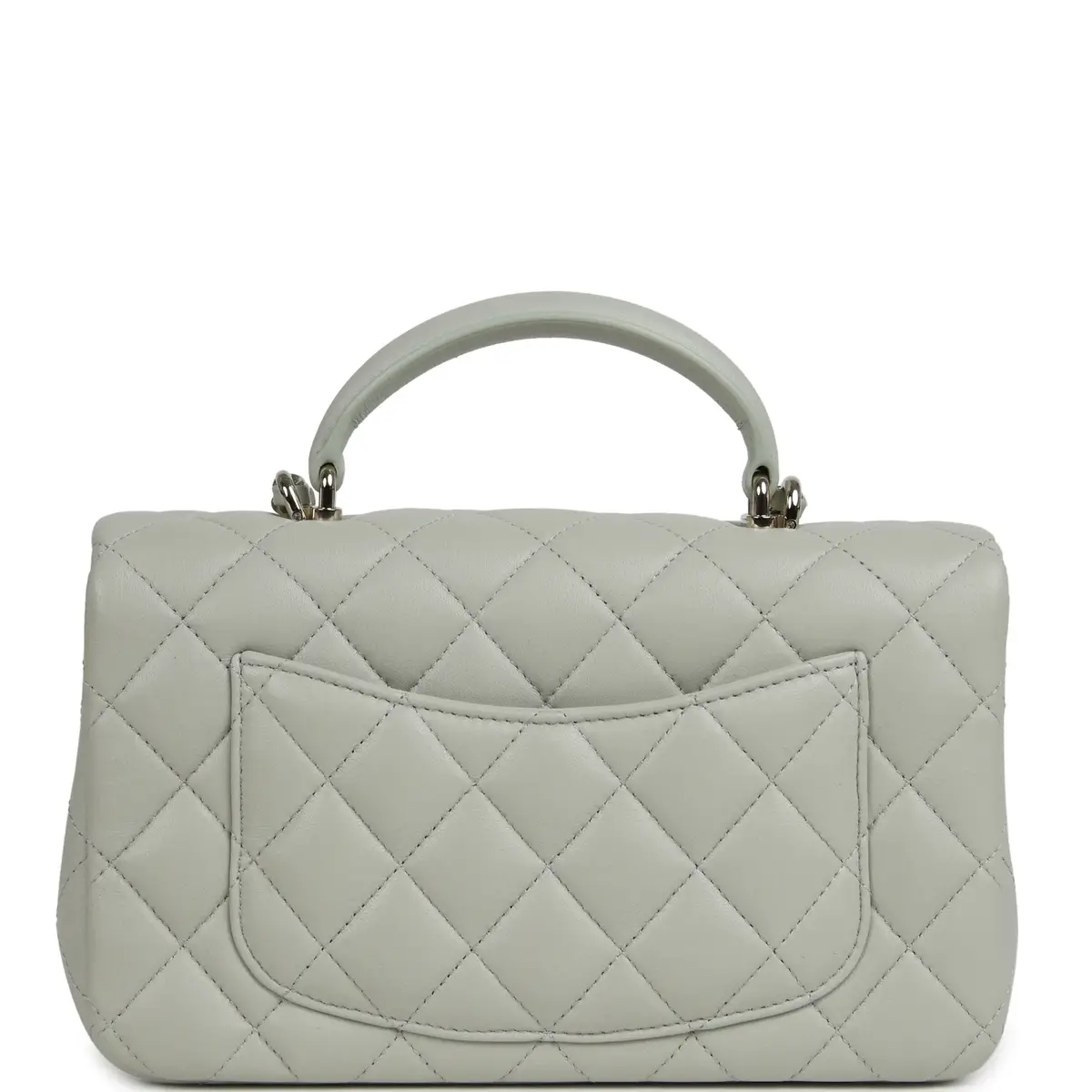 Chanel Chanel Mini Classic Rectangular Top Handle Flap Bag Pale Green Lambskin Silver Hardware | Thumbnail 3