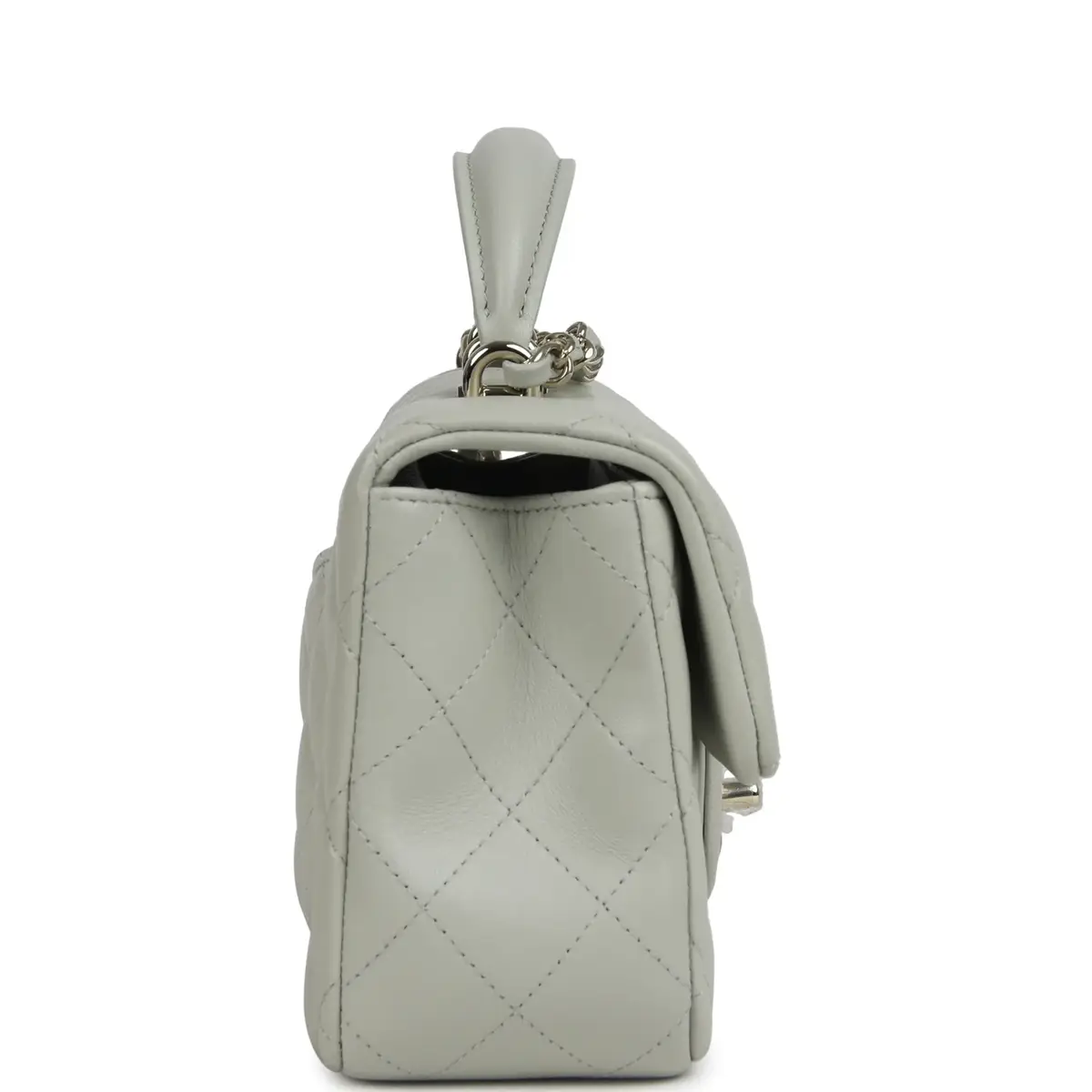 Chanel Chanel Mini Classic Rectangular Top Handle Flap Bag Pale Green Lambskin Silver Hardware | Thumbnail 4