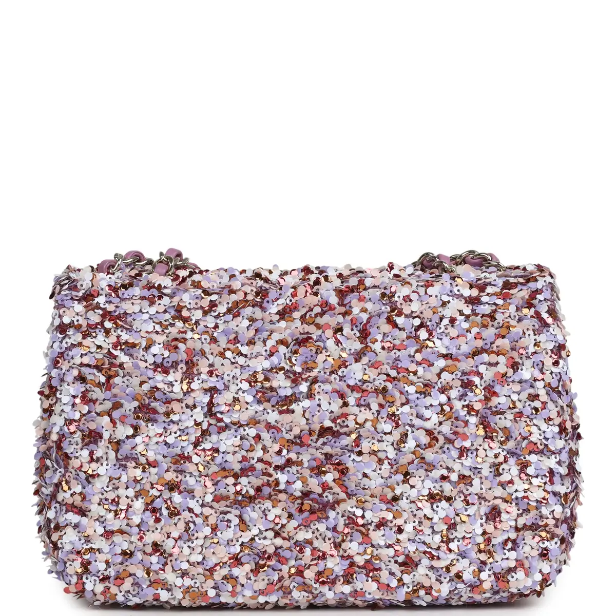 Chanel Chanel Mini Rectangular Flap Bag Light Purple, Pink, White, Multi Sequin Light Gold Hardware | Thumbnail 4