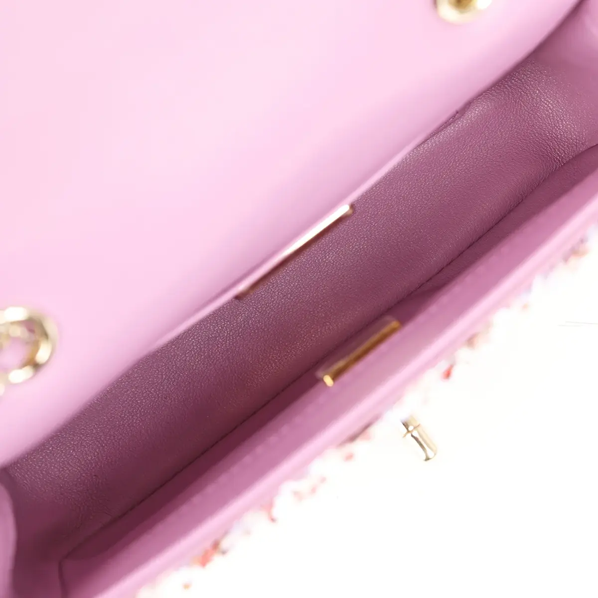 Chanel Chanel Mini Rectangular Flap Bag Light Purple, Pink, White, Multi Sequin Light Gold Hardware | Thumbnail 8