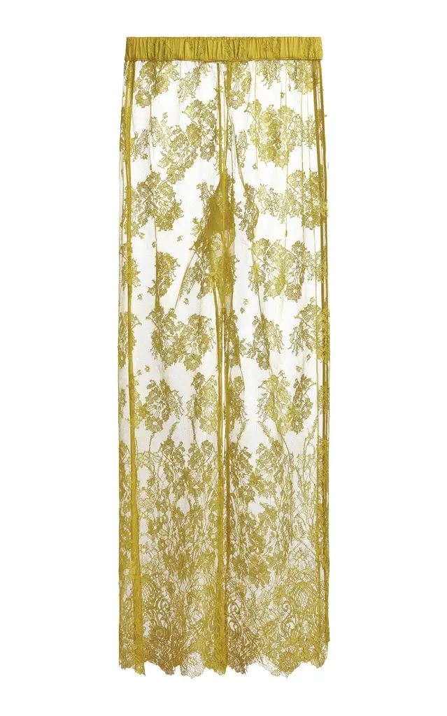Evangelista Lingerie Catherine Cotton-Blend Leavers Lace Pajama Pants