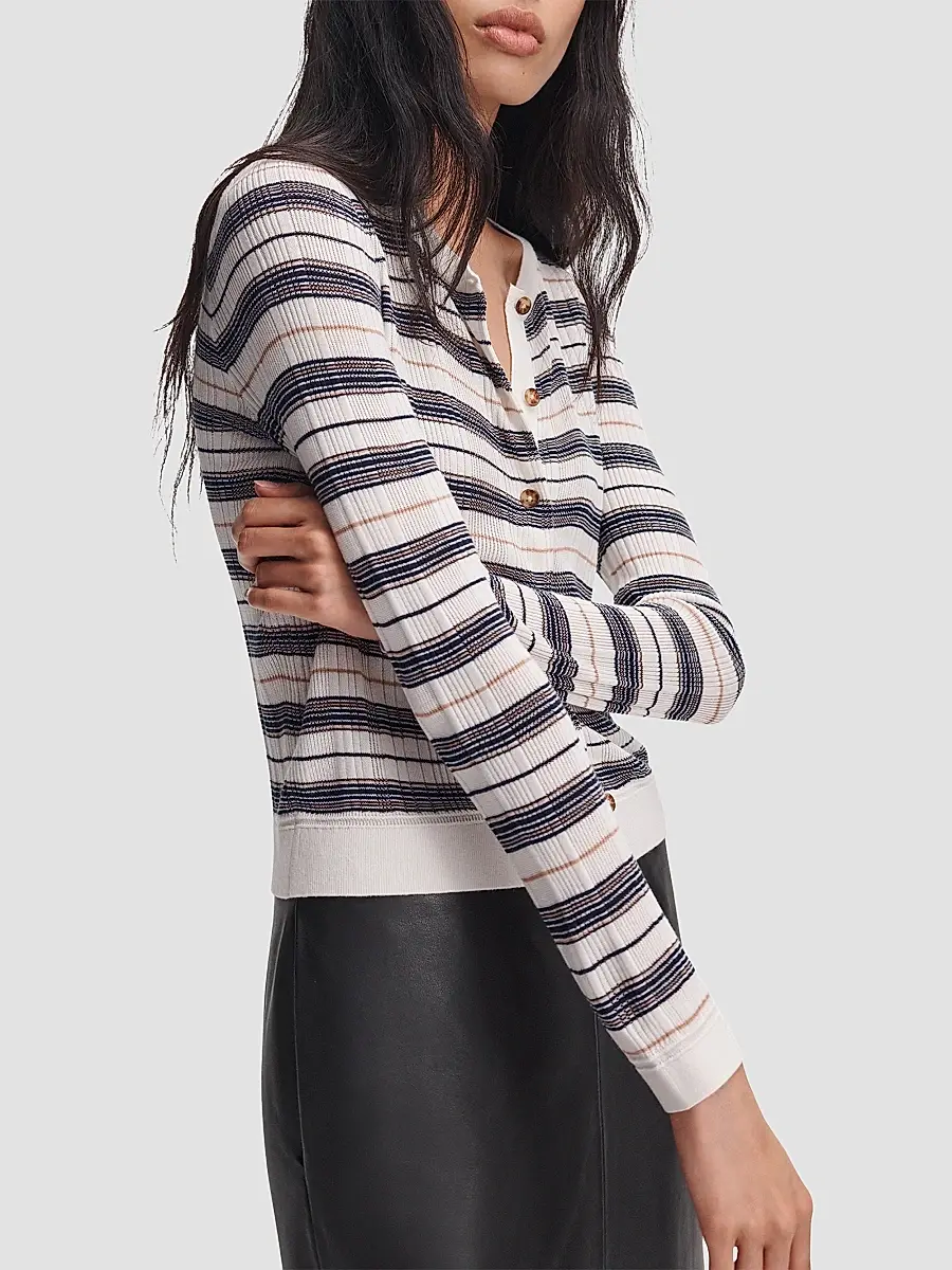 rag & bone Women's Teresa Silk-Blend Stripe Cardigan | Thumbnail 5 rag & bone Women's Teresa Silk-Blend Stripe Cardigan | Thumbnail 5