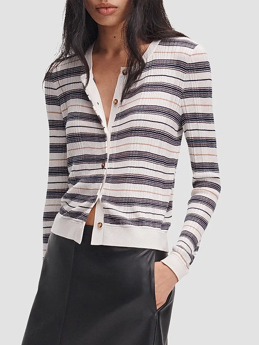 rag & bone Women's Teresa Silk-Blend Stripe Cardigan | Thumbnail 6 rag & bone Women's Teresa Silk-Blend Stripe Cardigan | Thumbnail 6