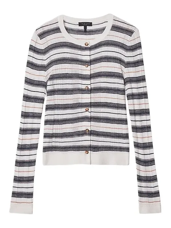 Women's Teresa Silk-Blend Stripe Cardigan Women's Teresa Silk-Blend Stripe Cardigan