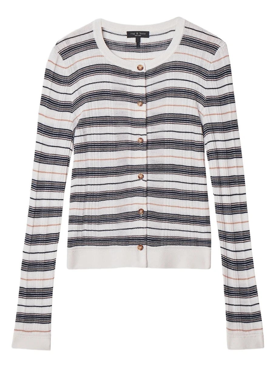 Women's Teresa Silk-Blend Stripe Cardigan Women's Teresa Silk-Blend Stripe Cardigan