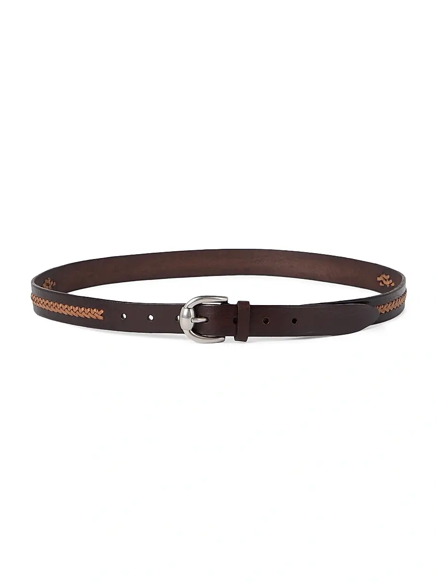 Men's Leather Braided Pattern Belt - Brown Men's Leather Braided Pattern Belt - Brown