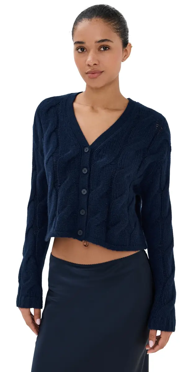 Sablyn Jolie Cashmere Cropped Cardigan Midnight | Image 1 Sablyn Jolie Cashmere Cropped Cardigan Midnight | Image 1