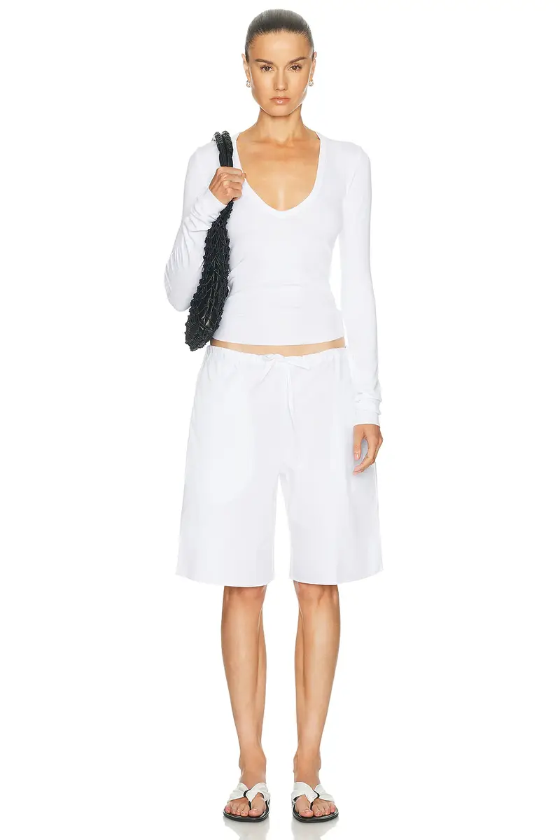ÉTERNE Long Sleeve Butter Rib V Neck Top | Thumbnail 4 ÉTERNE Long Sleeve Butter Rib V Neck Top | Thumbnail 4