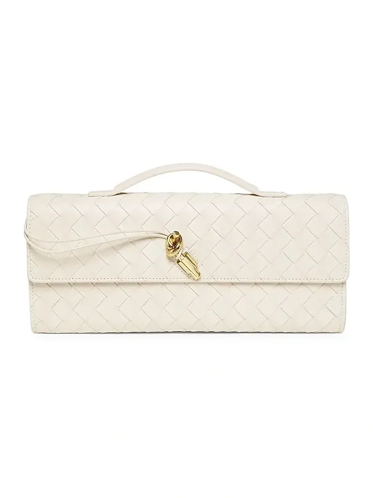 Women's Andiamo Intrecciato Leather Top-Handle Clutch Women's Andiamo Intrecciato Leather Top-Handle Clutch