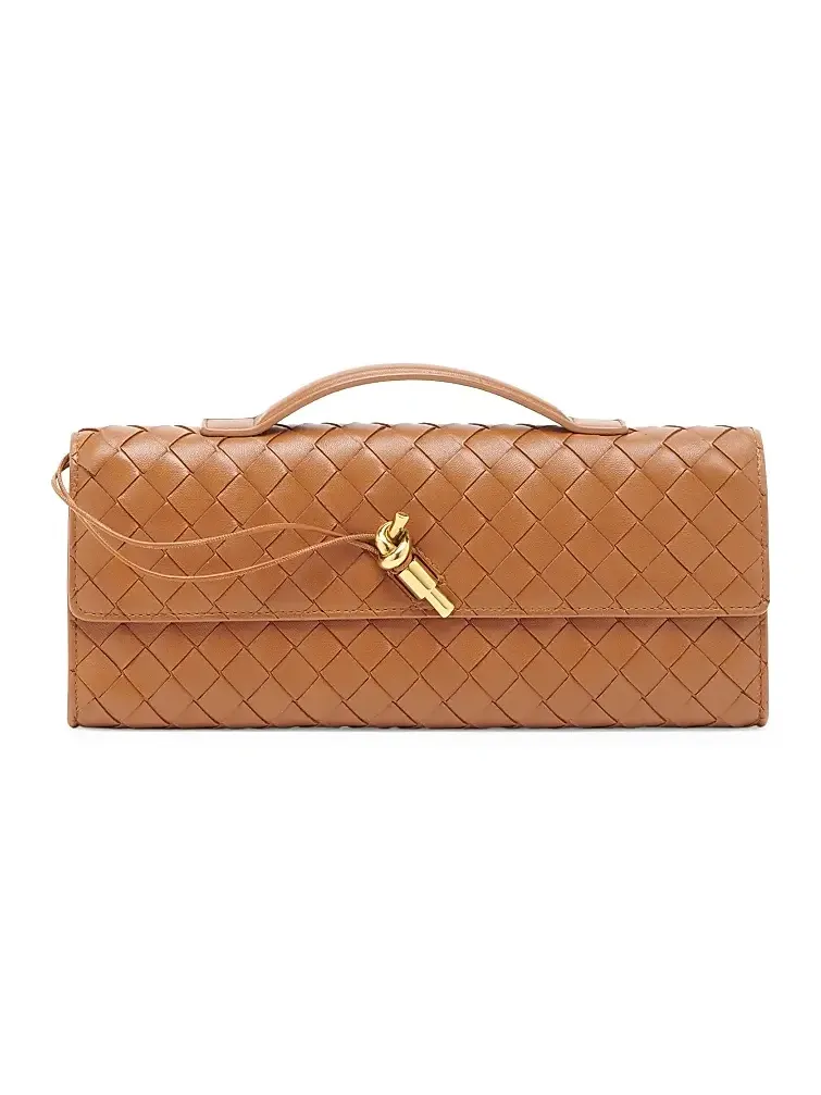 Women's Andiamo Intrecciato Leather Top-Handle Clutch Women's Andiamo Intrecciato Leather Top-Handle Clutch