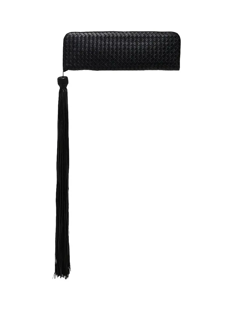 Bottega Veneta Women's Serata Tassel Intrecciato Leather Frame Clutch - Black Brass Vibrato | Image 1 Bottega Veneta Women's Serata Tassel Intrecciato Leather Frame Clutch - Black Brass Vibrato | Image 1