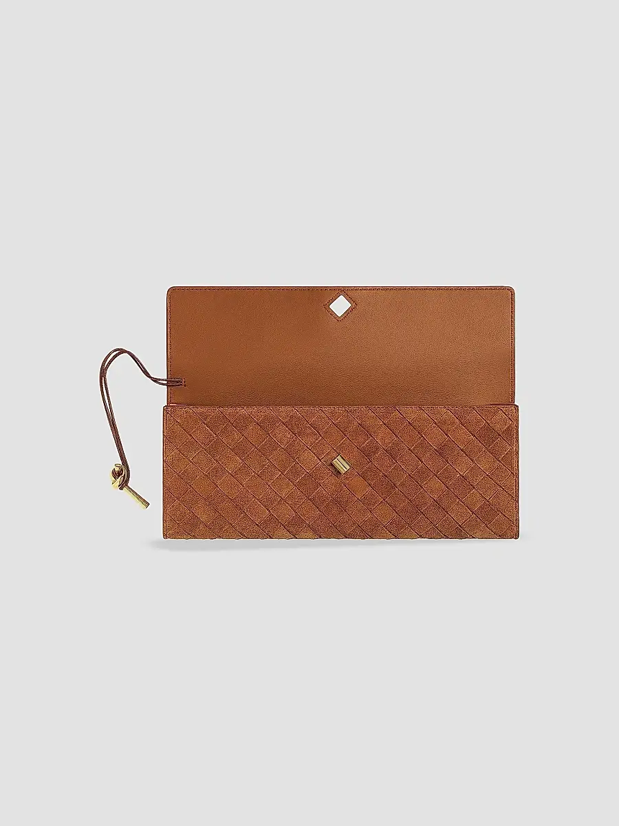 Bottega Veneta Women's Andiamo Intrecciato-Suede Top-Handle Clutch | Thumbnail 3 Bottega Veneta Women's Andiamo Intrecciato-Suede Top-Handle Clutch | Thumbnail 3