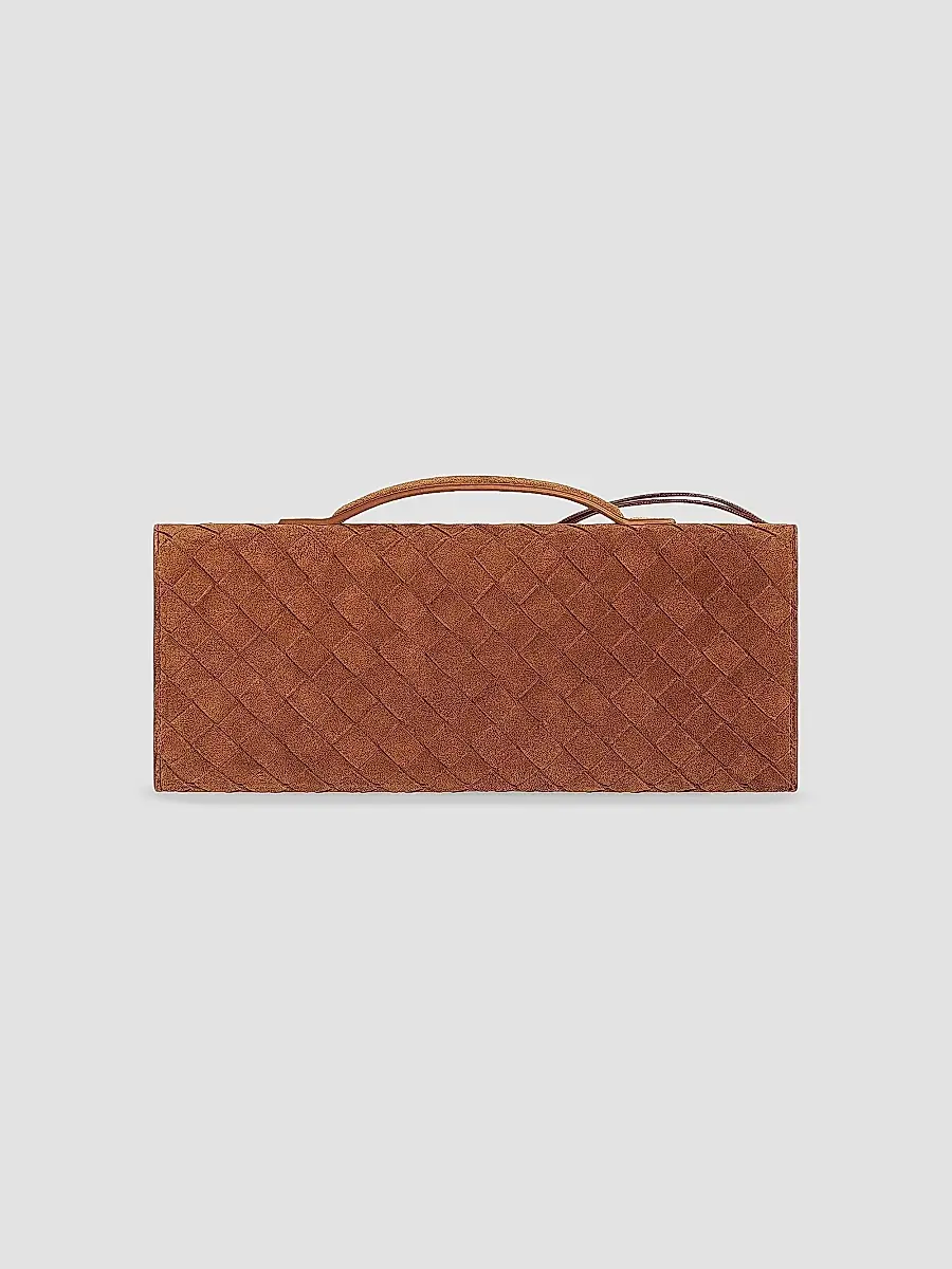 Bottega Veneta Women's Andiamo Intrecciato-Suede Top-Handle Clutch | Thumbnail 4 Bottega Veneta Women's Andiamo Intrecciato-Suede Top-Handle Clutch | Thumbnail 4