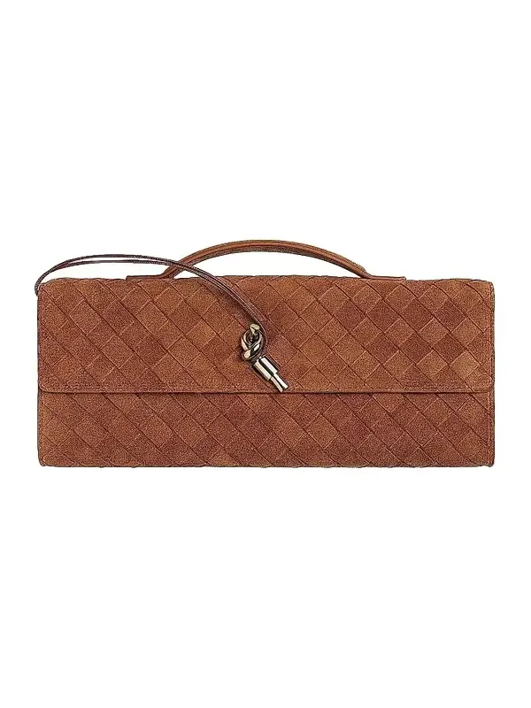 Women's Andiamo Intrecciato-Suede Top-Handle Clutch Women's Andiamo Intrecciato-Suede Top-Handle Clutch