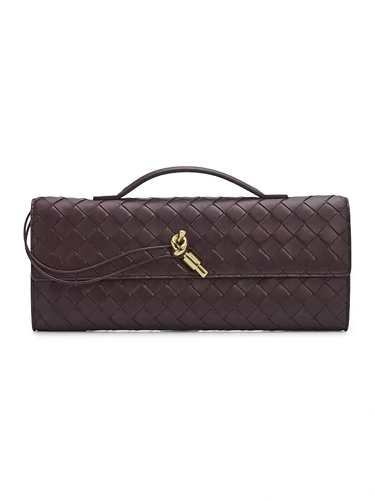 Women's Andiamo Intrecciato Leather Top-Handle Clutch Women's Andiamo Intrecciato Leather Top-Handle Clutch
