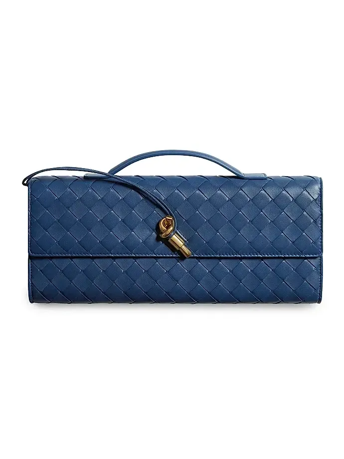 Women's Andiamo Intrecciato Leather Top-Handle Clutch