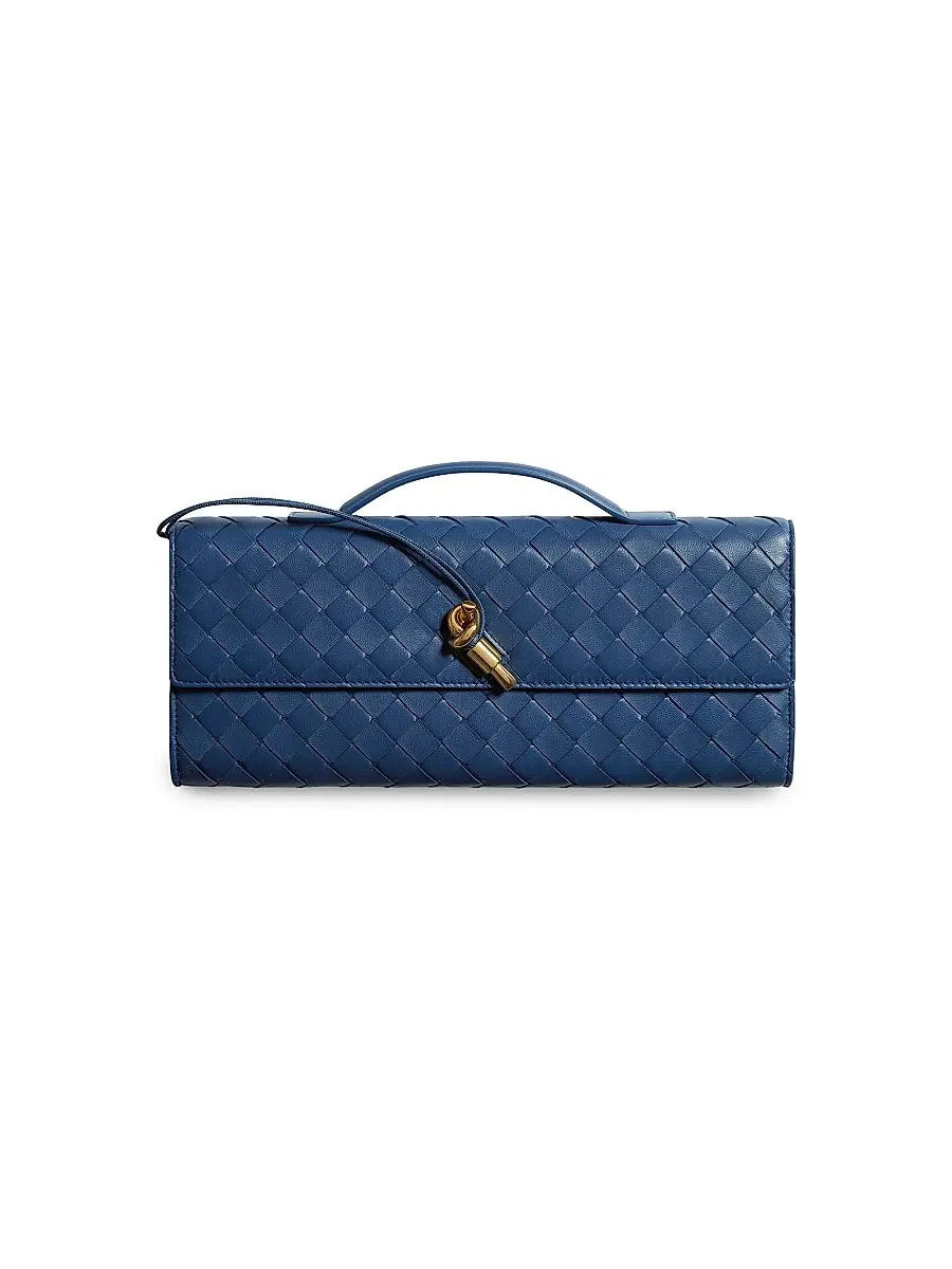 Bottega Veneta Women's Andiamo Intrecciato Leather Top-Handle Clutch | Image 1 Bottega Veneta Women's Andiamo Intrecciato Leather Top-Handle Clutch | Image 1