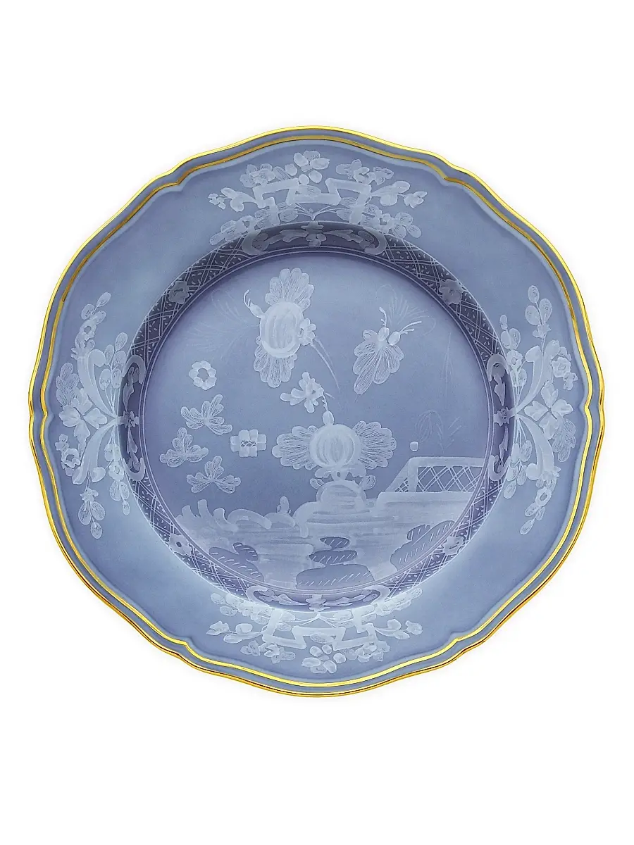GINORI 1735 Oriente Italiano Gold-Rimmed Plate Collection - Periwinkle Blue - Size Soup Plate | Image 1 GINORI 1735 Oriente Italiano Gold-Rimmed Plate Collection - Periwinkle Blue - Size Soup Plate | Image 1