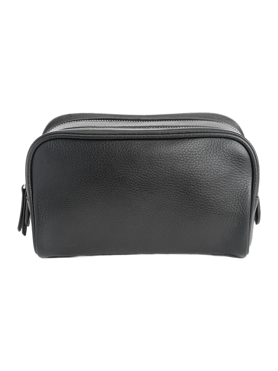 Royce New York Women's Double Zip Leather Toiletry Bag