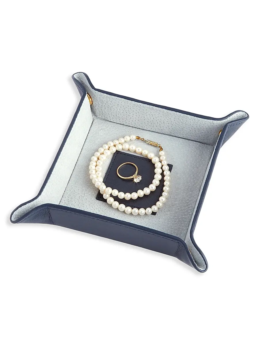 Royce New York Suede-Lined Leather Catchall Valet Tray | Thumbnail 2 Royce New York Suede-Lined Leather Catchall Valet Tray | Thumbnail 2