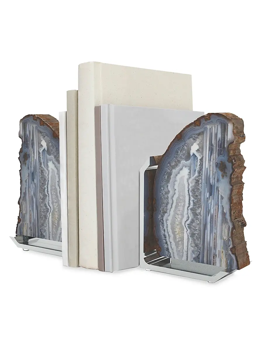 Anna New York Fim Druzy Agate & Goldtone Bookend Set