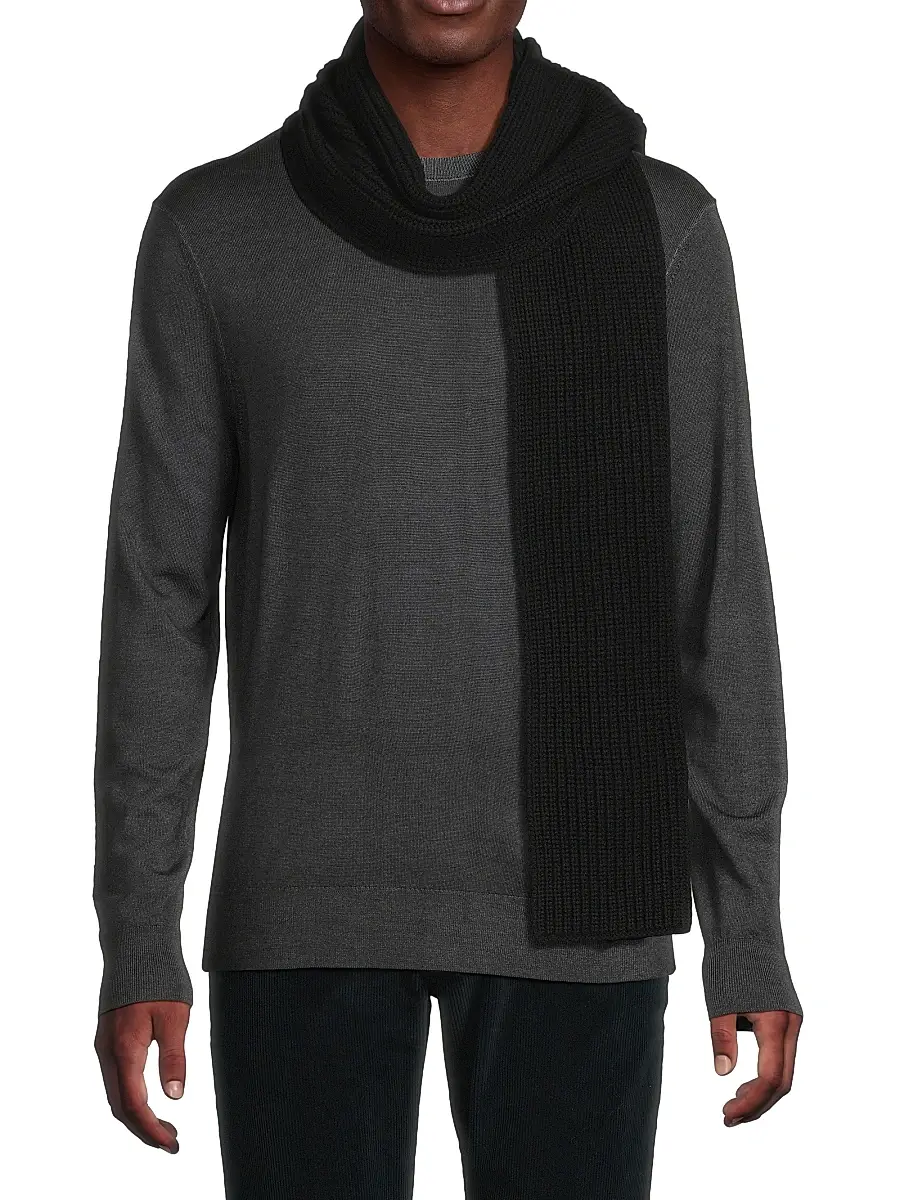 Vince Men's Cashmere Shaker-Stitch Scarf | Thumbnail 3 Vince Men's Cashmere Shaker-Stitch Scarf | Thumbnail 3