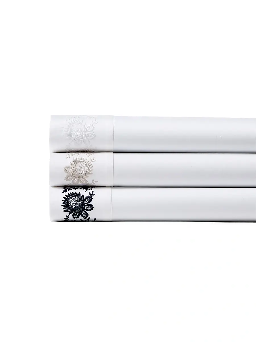 Ralph Lauren Eloise Embroidery Cotton Sheets & Pillowcases Collection - Studio White | Thumbnail 3 Ralph Lauren Eloise Embroidery Cotton Sheets & Pillowcases Collection - Studio White | Thumbnail 3