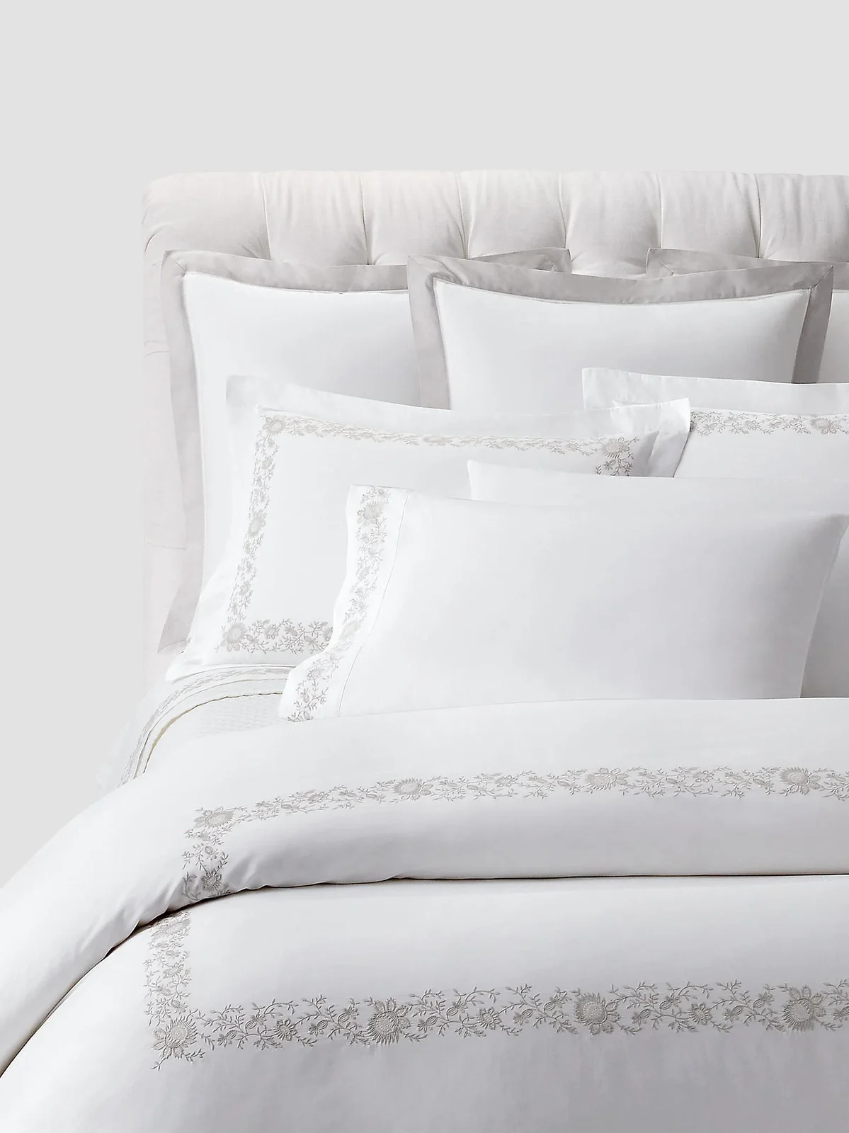 Ralph Lauren Eloise Embroidery Cotton Duvet & Sham Collection - True Platinum