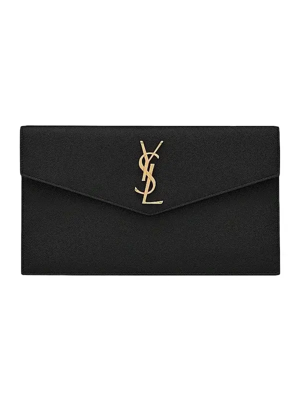Saint Laurent Women's Uptown Pouch in Grain De Poudre Embossed Leather
