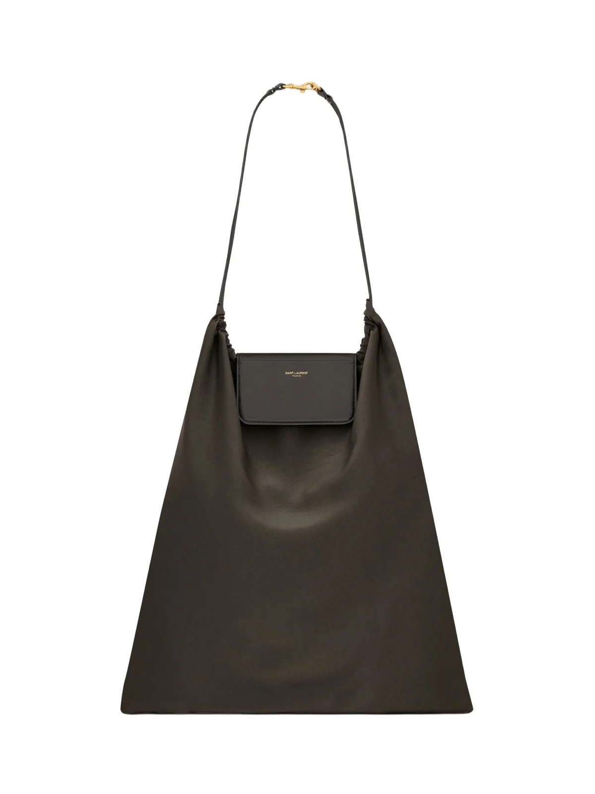 Saint Laurent Men's Foulard Folding Pouch in Silk, Satin and Leather - Chocolate Black