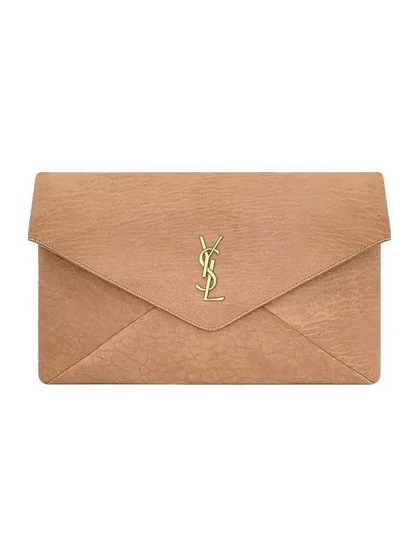 Saint Laurent Women's Cassandre Large Envelope Pouch in Lambskin - Honey Caramel