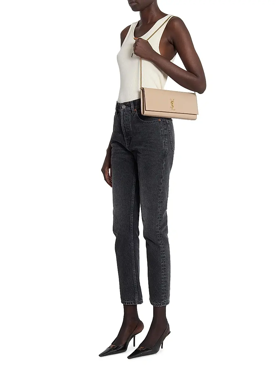 Saint Laurent Women's Kate Clutch in Grain De Poudre Leather | Thumbnail 2 Saint Laurent Women's Kate Clutch in Grain De Poudre Leather | Thumbnail 2