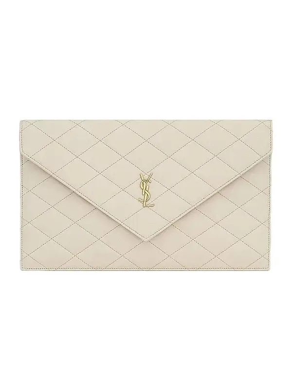 Saint Laurent Women's Paris Pouch in Lambskin - Blanc Vintage