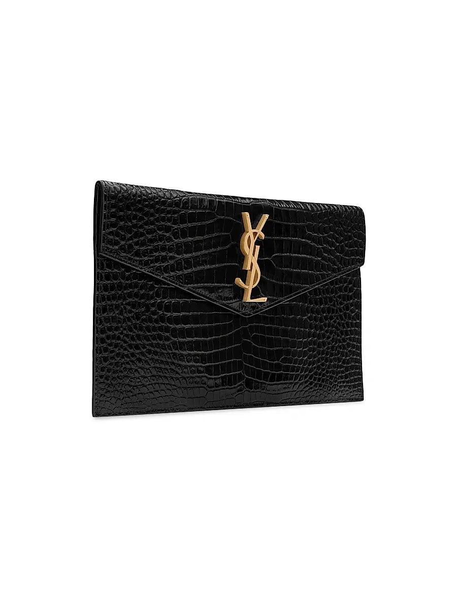 Saint Laurent Women's Uptown Pouch in Crocodile-Embossed Shiny Leather | Thumbnail 5 Saint Laurent Women's Uptown Pouch in Crocodile-Embossed Shiny Leather | Thumbnail 5