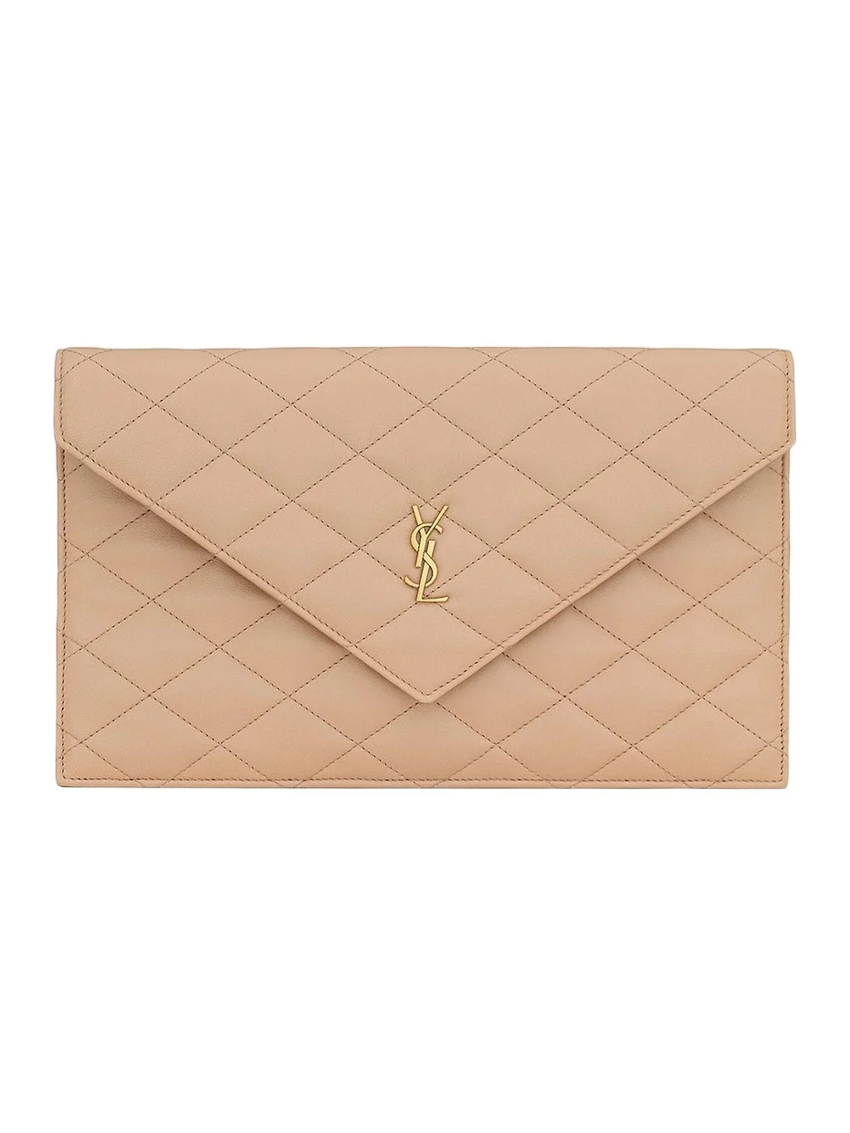 Saint Laurent Women's Paris Pouch in Lambskin - Clear Beige