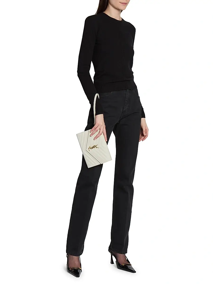 Saint Laurent Women's Cassandre Matelasse Flap Pouch in Quilted Grain De Poudre Embossed Leather | Thumbnail 2 Saint Laurent Women's Cassandre Matelasse Flap Pouch in Quilted Grain De Poudre Embossed Leather | Thumbnail 2