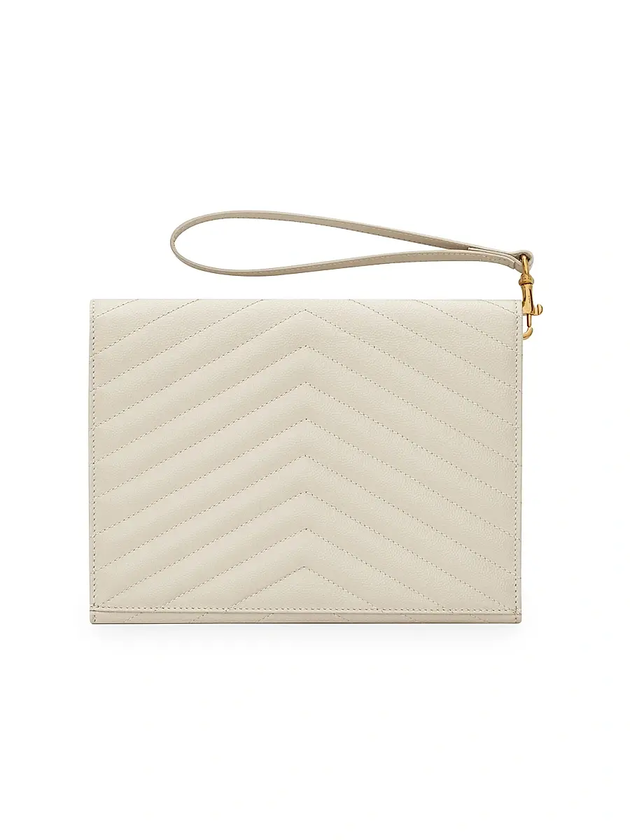 Saint Laurent Women's Cassandre Matelasse Flap Pouch in Quilted Grain De Poudre Embossed Leather | Thumbnail 4 Saint Laurent Women's Cassandre Matelasse Flap Pouch in Quilted Grain De Poudre Embossed Leather | Thumbnail 4